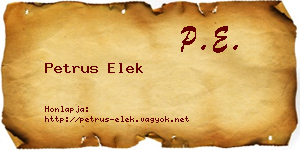 Petrus Elek névjegykártya