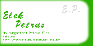 elek petrus business card